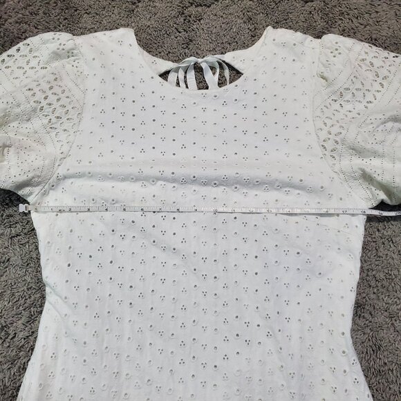 NWT Free People Apricot Rose Eyelet White Puff Sleeve Summer Dress - XL - Picture 5 of 9